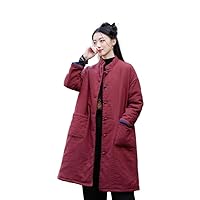 Women's Cotton Padded Warm Coats Mid-Length Quilted Chinese Style Winter Jackets