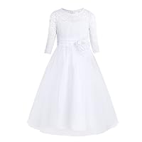 Kids Flower Girls Dress Princess Floral Lace Maxi Dress Communion Wedding Bridesmaid Dress Pageant Prom Party Ball Gown