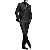 Mens Business Suit Groom Wear Formal Wedding Suits Slim Fit Tuxedos Jacket Vest Pants Set