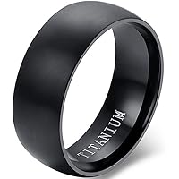 8mm Black Titanium Rings Wedding Band Matte Comfort Fit for Men Women Personalized Ring Size 5-15 TRB275