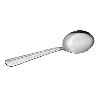(Set of 36) Boretto Medium Weight Bouillon Spoons, 6-Inch 18/0 Stainless Steel Round Bowl Soup Spoons for Restaurant/Catering, Commercial Quality Silverware Flatware Set