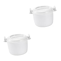 2pcs Microwave Rice Cooker Microwave Cooker Rice Cooker for Microwave Oven Cookware for Microwave Oven White Insulation Micro-wave Oven re-usable