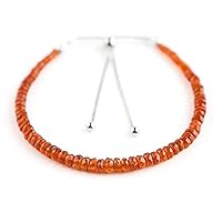 Natural Orange Kyanite 3-5mm Rondelle Shape Faceted Cut Gemstone Beads 7 Inch Adjustable Silver Plated Clasp Bracelet For Men, Women. Natural Gemstone Stacking Bracelet. | Lcbr_05019