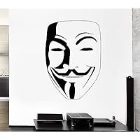 Large Wall Decal Guy Fawkes Vendetta Mask Revenge Mural Vinyl Stickers (ed049) Dark Brown