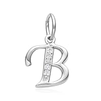 Adabele Authentic Sterling Silver A-Z 26 Small Monogram Alphabet CZ Diamond Pendant Drop Tarnish Resistant Hypoallergenic for Earrings Bracelet Necklace Personalized Jewelry Making