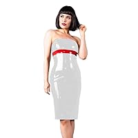 Women PVC Leather Tube Top Strapless Dresses Sexy Sleeveless Latex Look Dress Backless Zip Party Bodycon Dress Clubwear
