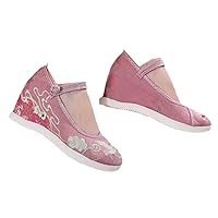 Women Ethnic Wedges Shoes Ladies Casual Sandals Pumps Woman Embroider Summer Espadrilles Retro Shoe Pink 4.5