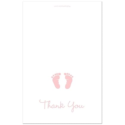 50 Cnt Baby Footprint Girl Baby Shower Thank You Cards