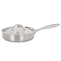 Frying Pan With Lid GXYAYYBB Stainless Steel Frying Pan Uncoated Non-Stick Skillet Pan With/Have lid /24cm Kitchen Cookware Saucepan frying Pans,1,24cm