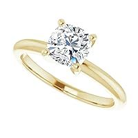 925 Silver,10K/14K/18K Solid Yellow Gold Handmade Engagement Ring 1.5 CT Cushion Cut Moissanite Diamond Solitaire Wedding/Bridal Gift for Women/Her Gorgeous Gift