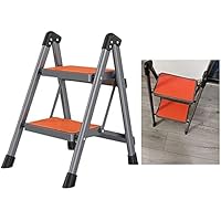 Step Stool 2 Step Folding with Wide Non-Slip Platform Tread Iron Ladder Portable Multifunctional Home/Kitchen/Office Adult Ladder Stool Durable Safe and Environmentally Friendly