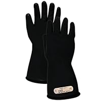 MAGID Class 00 Natural Rubber Latex Insulating Linemen Safety Gloves, 11” Long, 9, Black, 1 Pair