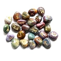 Runes, Crystals and Healing Stones Rune Set, Wicca Divination Rune Stones,Viking Runes,Pagan and Witchcraft Supplies,Runes for Beginners (Blood Stone, Without Altar Cloth)