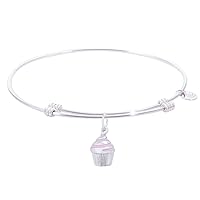 Rembrandt Cupcake Charm Expandable Wire 'Tranquil' Bangle, Sterling Silver