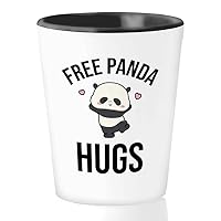 Panda Lover Shot Glass 1.5oz - Free Panda Hugs B - Funny Gifts For Animal Lover Puns Zoo Bamboo Kawaii Veterinarian Pet