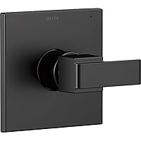 Delta Faucet Ara 14 Series Single-Function Black Shower Valve Trim Kit, Shower Handle, Delta Shower Trim Kit, Matte Black T14067-BL (Valve Not Included)