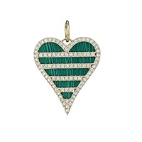 Beautiful Heart Malachite Diamond 925 Sterling Silver Charm Pendant,Gift