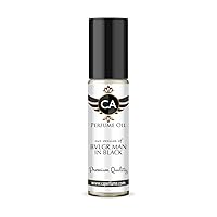 CA Perfume Impression of Bvlgr Man In Black For Men Replica Fragrance Body Oil Dupes Alcohol-Free Essential Aromatherapy Sample Travel Size Concentrated Long Lasting Attar Roll-On 0.3 Fl Oz/10ml