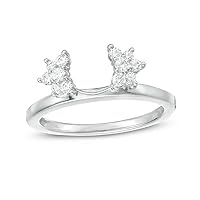 14K Gold 1/4 Cttw Round Diamond Starburst Solitaire Enhancer Guard Band Ring for Women (0.25 Cttw, Color I, Clarity I2)