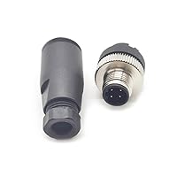 M12 4 Pin Male Connector, 12mm D Code Industrial Circular Connector Field Assembly Wireable Sensor IP67 Straight Type Adapter Unshiled 250V 4A AC/DC Connector for PG7