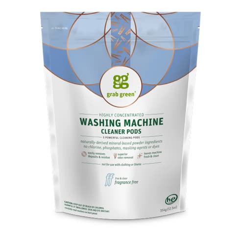 Grab Green Washing Machine Cleaner Pods - Fragrance Free, 5 Cleaning Tablets