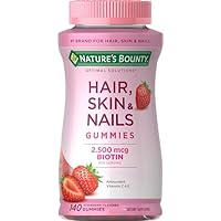 Natures Bounty Hair, Skin & Nails with Biotin, Strawberry Gummies Vitamin Supplement, Supports Hair, Skin, and Nail Health for Women, 2500mcg, 140 Count (Tool ONLY).