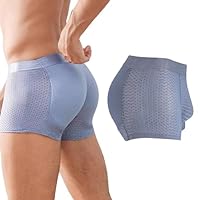 Nylon Ice Silk Breathable Men's Underwear, Mens Butt-Lifting Underwear Padded Mesh Boxer Brief Seamless Panties