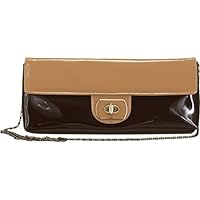 Rose2Brn Handbag with Twist-Lock Flap Closure44; Brown