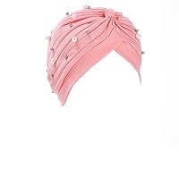 Hijab Cap for Women,Muslim Turban Beanie Cap Soft Cancer Headwear Cap Sleep Cap with Beaded for Hair Loss