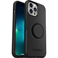 OtterBox iPhone 13 Pro Max & iPhone 12 Pro Max Otter + Pop Symmetry Series Case - BLACK, integrated PopSockets PopGrip, slim, pocket-friendly, raised edges protect camera & screen