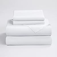 SONORO KATE 100% Cotton Sheets - 1000 Thread Coun Smooth Luxury 4 Piece Bed Sheets Set-1000CM6 (White, Queen)