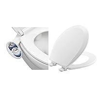 LUXE Bidet NEO 185 - Self-Cleaning, Dual Nozzle, Non-Electric Bidet Attachment for Toilet Seat & Bemis 500EC 390 Toilet Seat with Easy Clean & Change Hinges, 1 Pack Round, Cotton White