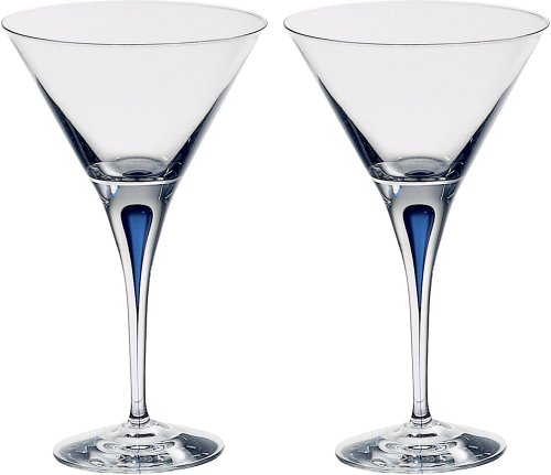 Orrefors Intermezzo Blue, Set of 2 Martini Glass, 2 Count (Pack of 1),