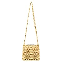 YYW Unique Handmade Wooden Bead Tote Shoulder Bag for Women, Small Cross-body Bag Bohemian Envelope Purse with Drawstring