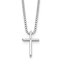 925 Sterling Silver Rhodium Plated White Ice 1/2 Pt. Diamond Religious Faith Cross With 2inch Extension Necklace 18 Inch Measures 1.25mm Wide Jewelry for Women