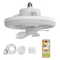 Light Led Fan, 3-Speed 360° Oscillating Ceiling Fan with LED Light, 5- Remote Cotrol Timing E27 Lamp for Home Market Office Dorm
