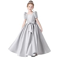dideyttawl Floor Length Girls Formal Dress Flower Girls Dress Puff Sleeve Pageant Dress Party Dresses for Special Occasion