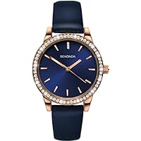 Sekonda Editions Ladies Analogue Quartz Watch with Rose Gold Case and Blue Strap 40328