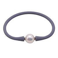 Pearl Women Stretch Rope Bracelet 11-12mm Round Freshwater Pearl Bracelet 7.5in (white pearl)