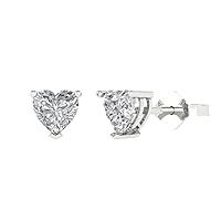 1.6 ct Brilliant Heart Shape VVS1 Studs Genuine Clear Simulated Diamond Solid 18K White Gold Designer Earrings back Push