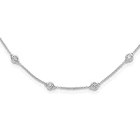 1.2mm True Origin 14k White Gold 1 1/8 Carat Lab Grown Diamond SI D E F 18 Station Necklace 18 Inch Jewelry for Women