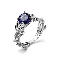 European Round Swiss Blue Fire Topaz Gems Silver Woman Ring Size 6-10 (8)