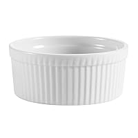 CAC China Accessories 4-3/4-Inch by 2-1/2-Inch 16-Ounce Super White Porcelain Round Fluted Souffle Bowl, Box of 36