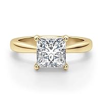 14k Yellow Gold 1 ct. 6.5mm Princess Moissanite Solitaire Engagement Ring