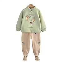 Chinese Style Children's Tang Suits,Velvet Koi Embroidered Suits,Festive Hanfu Clothes,Retro Buckle New Year Clothing.