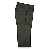 Paul Fredrick Men's Wool Gabardine Flat Front Pants, Size 38 Olive