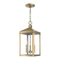 Livex Lighting 3 Light Antique Brass Outdoor Pendant Lantern