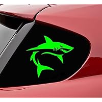 Angry Shark Vinyl Decal Sticker Fish Tiger Great White (Lime Green)