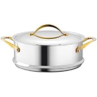 NutriChef 8-Quart Steamer Insert with Lid-PFOA/PFOS Free Kitchen Cookware w/Interior Prestige Ceramic Non-Stick Coating, Golden PVD Handles, Stylish Kitchenware Works w/Model NCSTS16, One Size
