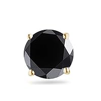 Round Black Diamond Men's Stud Earrings AA Quality in 14K Yellow Gold Available in Small to Large Sizes